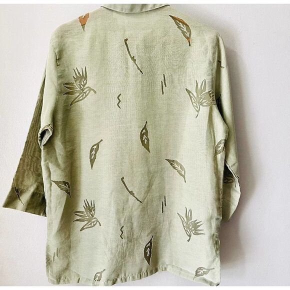 Banana bay fine resort wear women’s size large green top sheer cut out leaves an - Picture 4 of 7